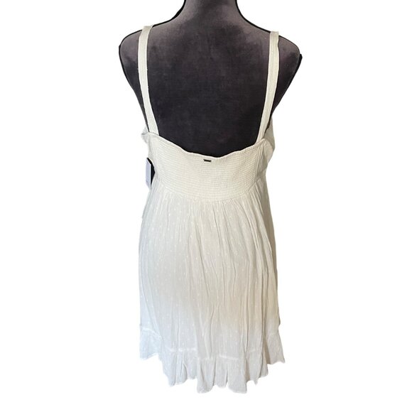 ONeill Womens White Textured Sleeveless Mini Dress With Ruffle Hem & Adjustable - Picture 4 of 7